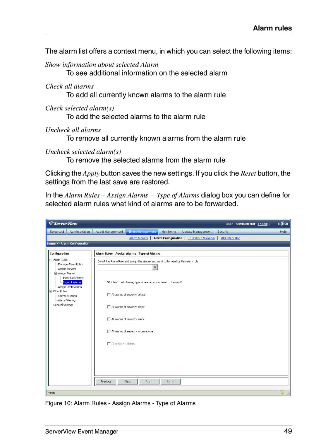 Fujitsu V6.00 manual To see additional information on the selected alarm 