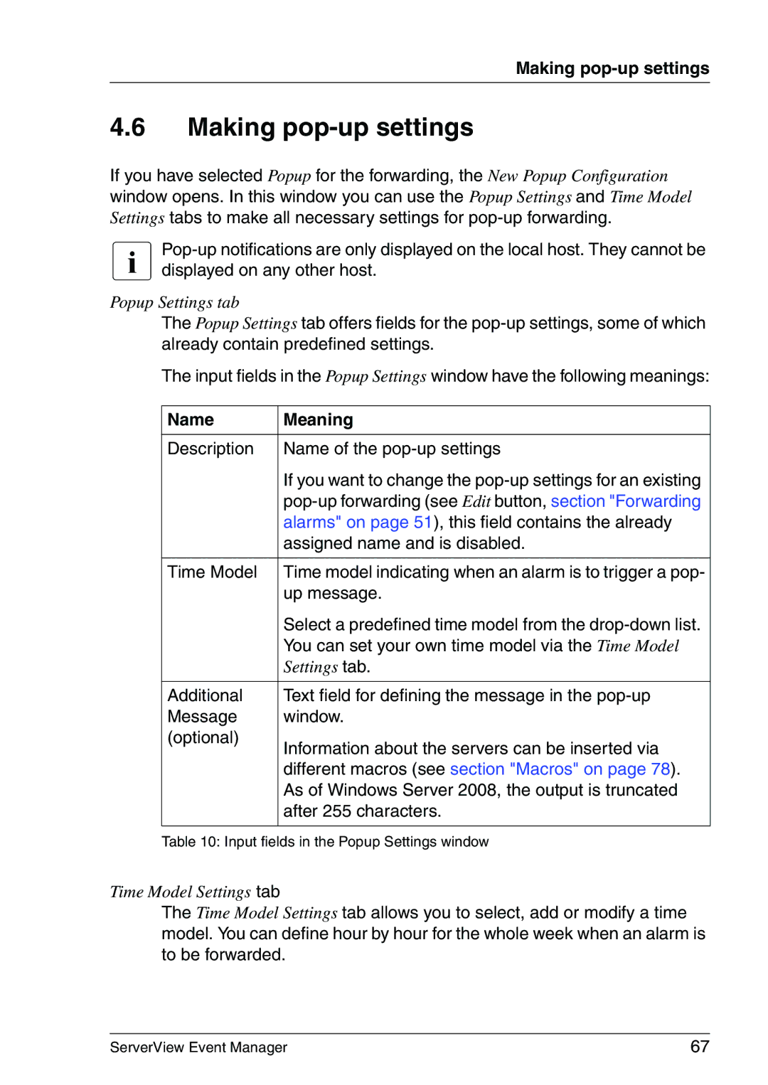 Fujitsu V6.00 manual Making pop-up settings 