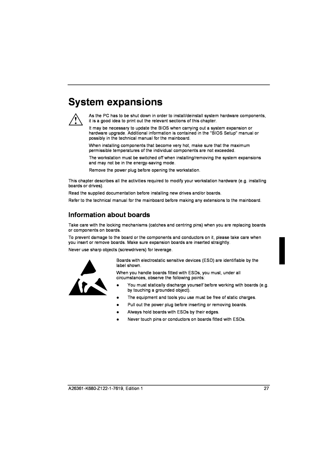 Fujitsu R630, V810 manual System expansions, Information about boards 