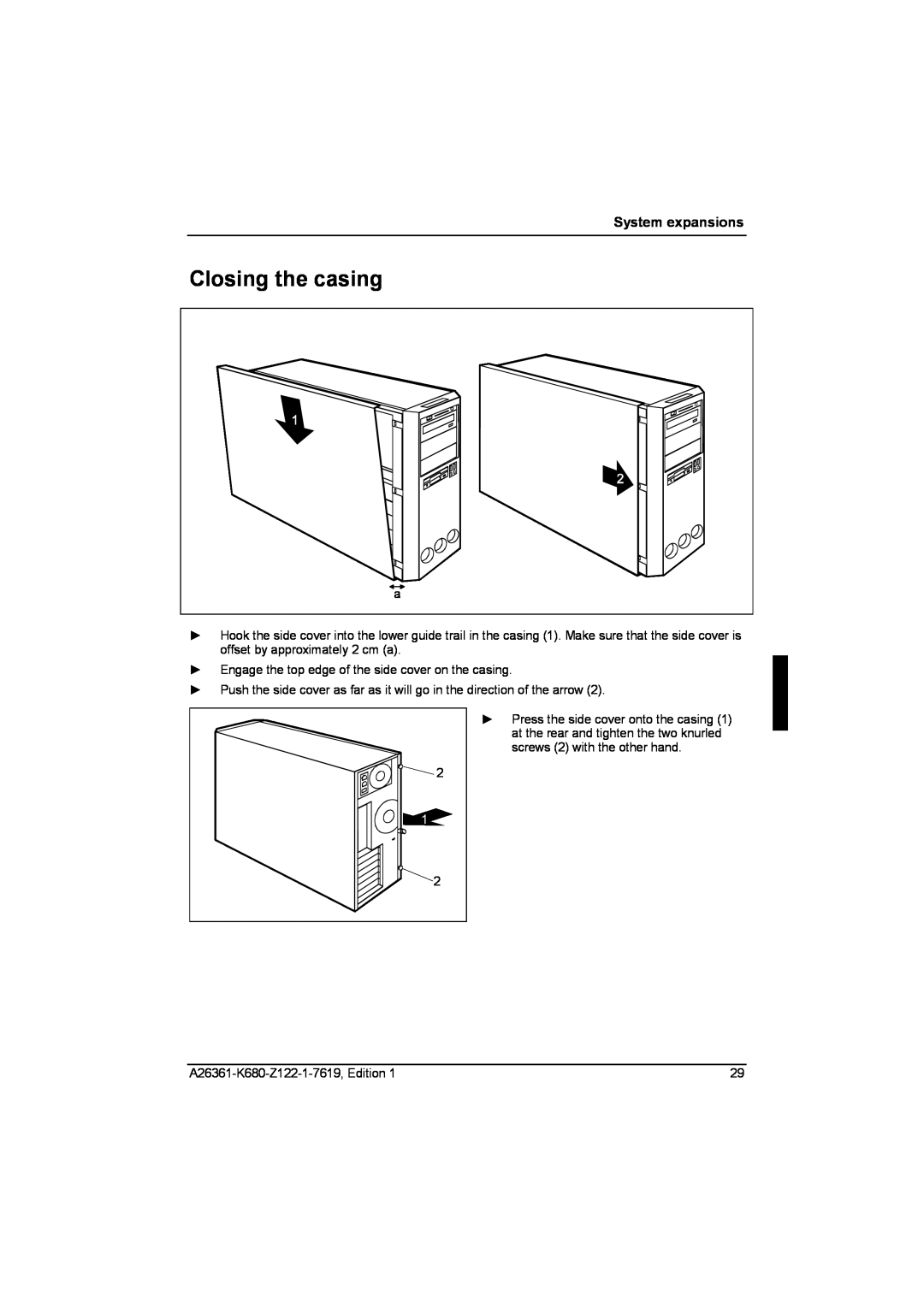 Fujitsu R630, V810 manual Closing the casing, System expansions 
