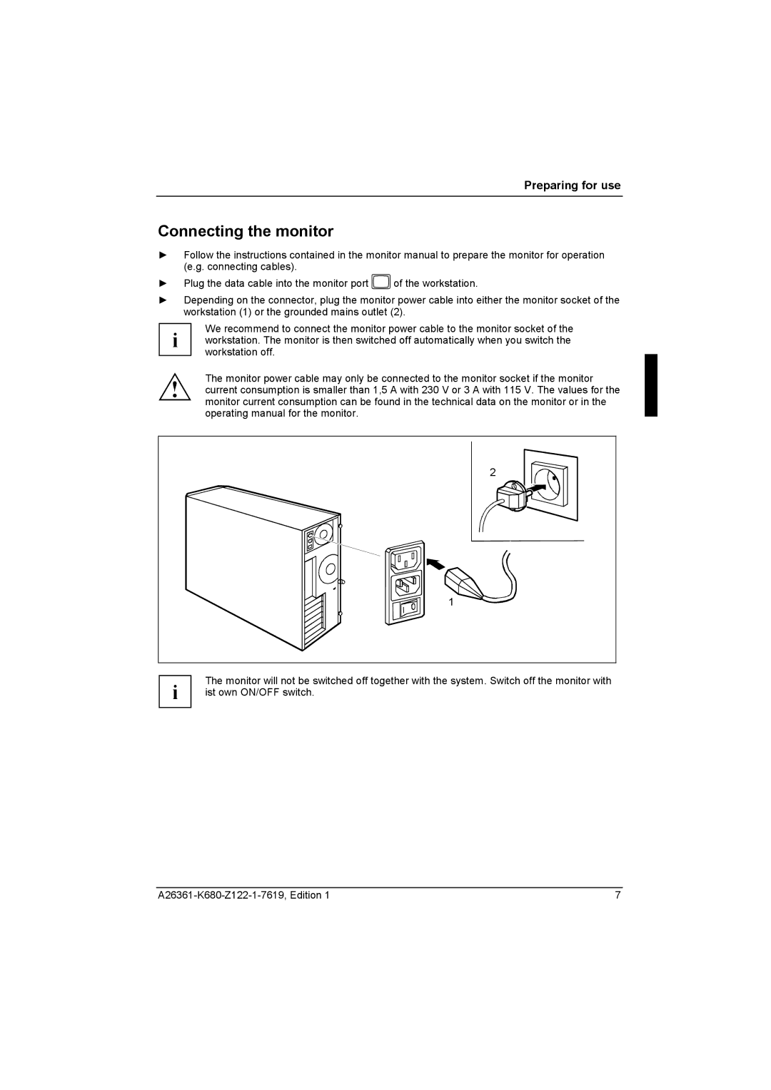 Fujitsu R630, V810 manual Connecting the monitor 