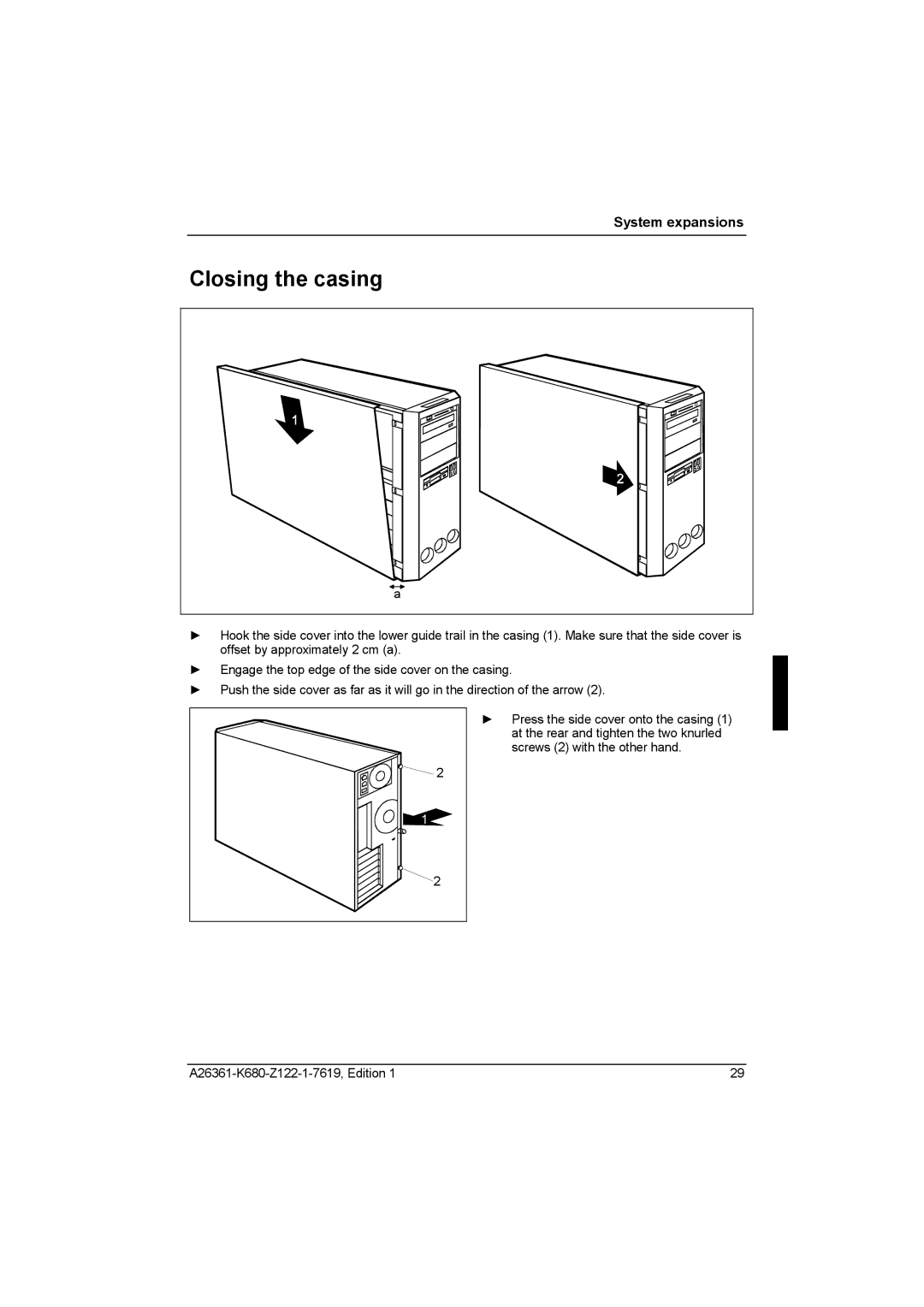 Fujitsu R630, V810 manual Closing the casing 