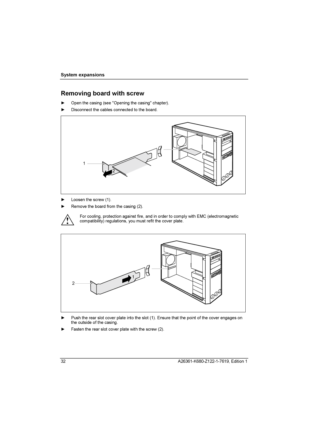 Fujitsu V810, R630 manual Removing board with screw 