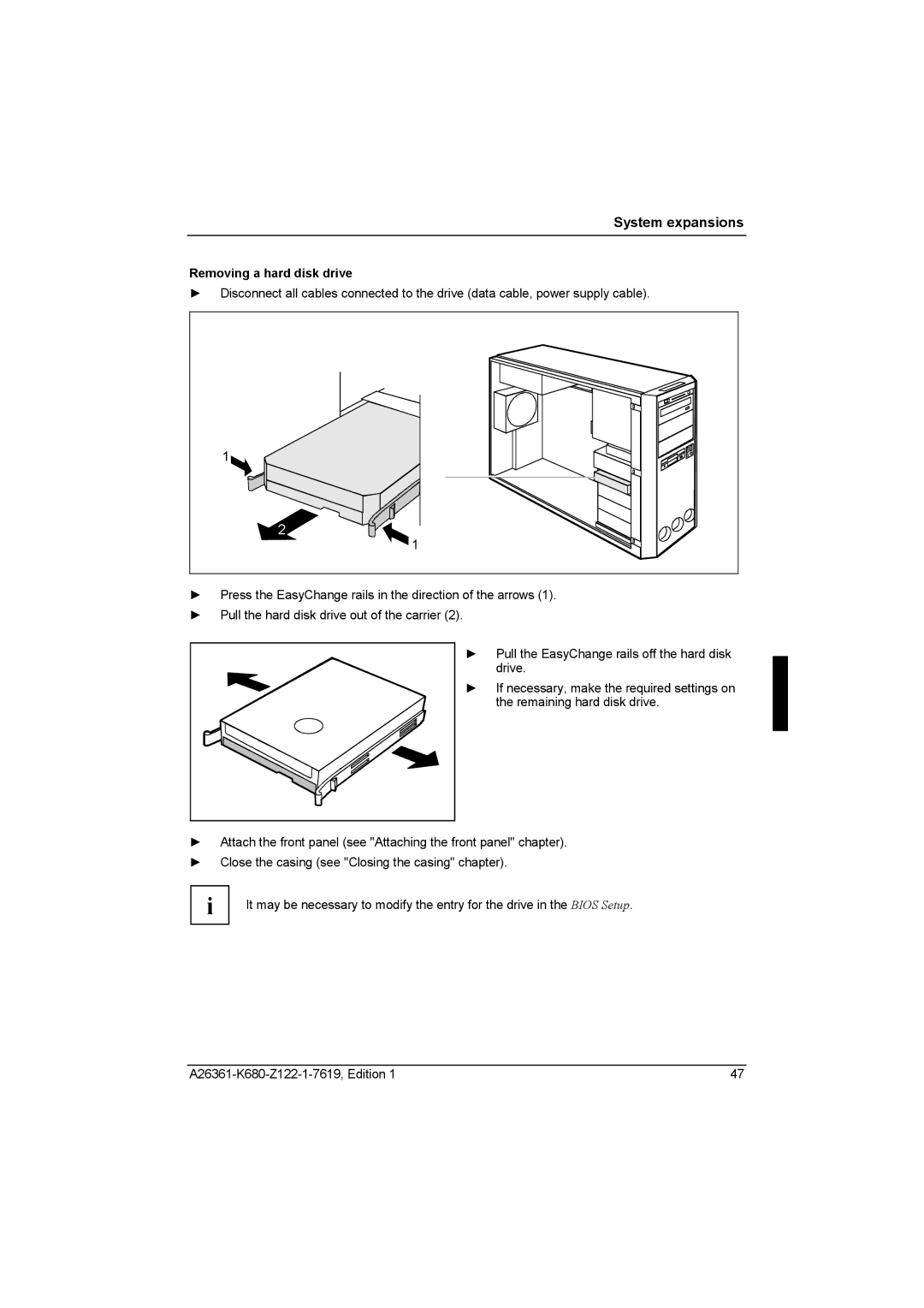 Fujitsu R630, V810 manual Removing a hard disk drive 