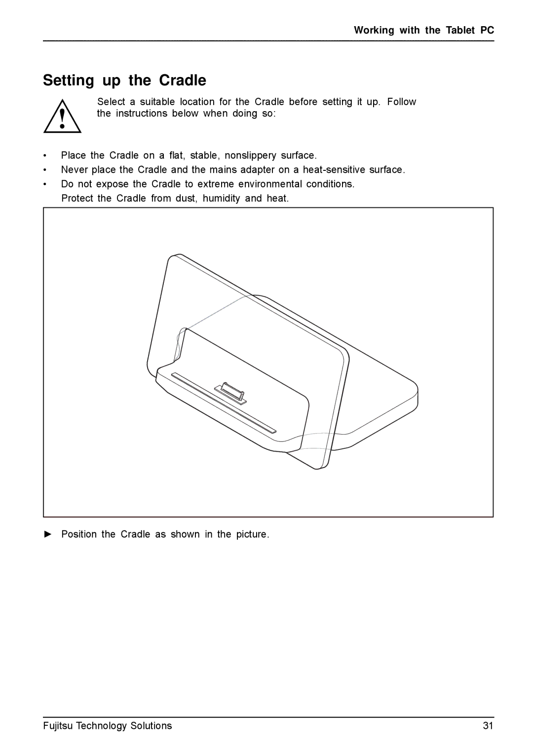 Fujitsu VFY:M53200MPAD2IN manual Setting up the Cradle 