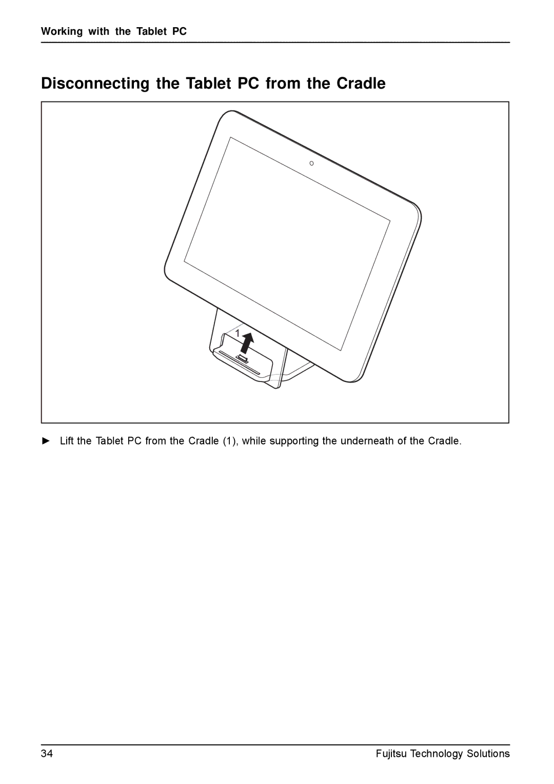 Fujitsu VFY:M53200MPAD2IN manual Disconnecting the Tablet PC from the Cradle 