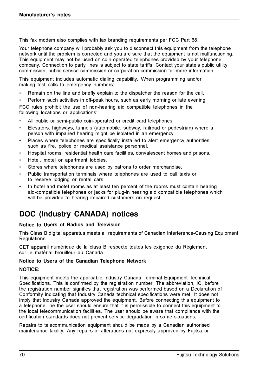 Fujitsu VFY:M53200MPAD2IN manual DOC Industry Canada notices 