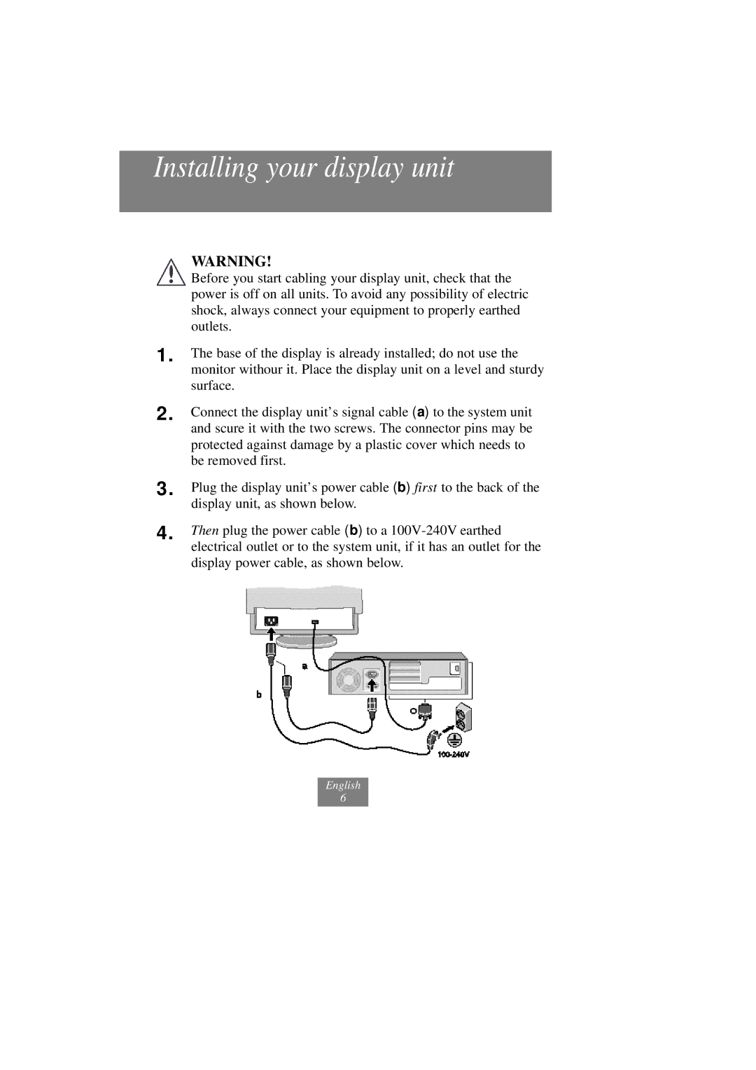 Fujitsu x178 manuel dutilisation Installing your display unit 