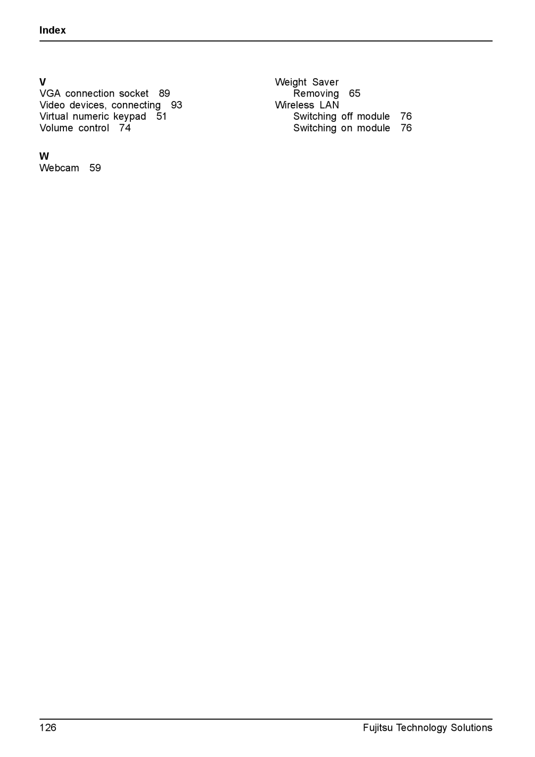 Fujitsu XBUY-T731-W7-001, FPCM11981 manual Index 