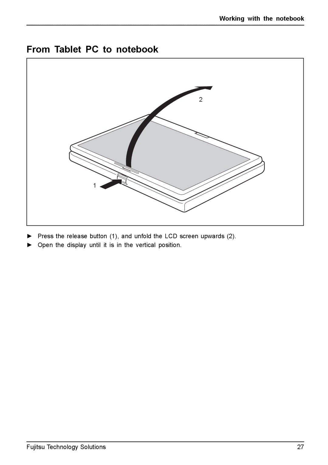 Fujitsu FPCM11981, XBUY-T731-W7-001 manual From Tablet PC to notebook 