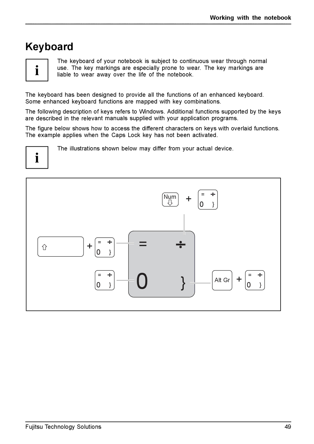 Fujitsu FPCM11981, XBUY-T731-W7-001 manual Keyboard, + = 