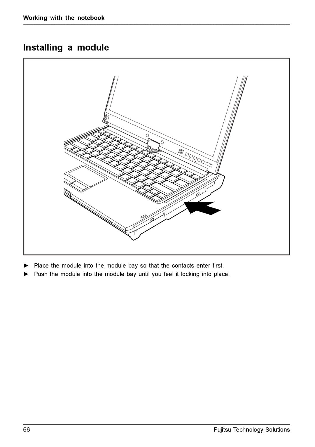 Fujitsu XBUY-T731-W7-001, FPCM11981 manual Installing a module 