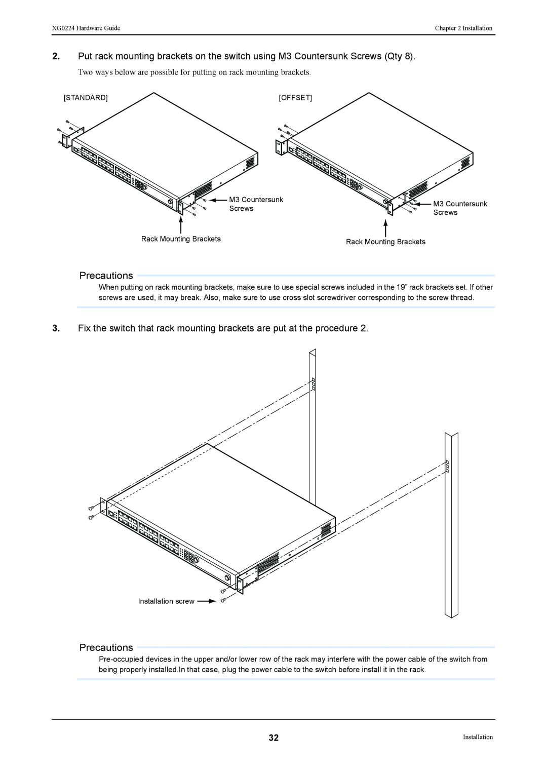Fujitsu XG0224 manual Two ways below are possible for putting on rack mounting brackets 
