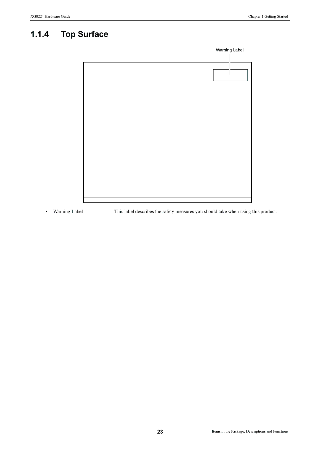 Fujitsu XG0224 manual Top Surface 