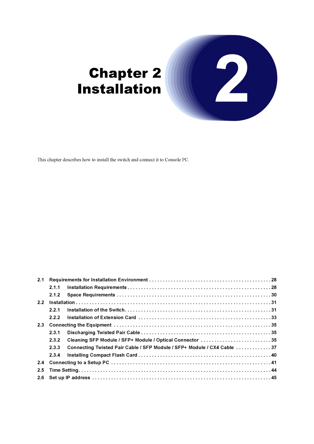 Fujitsu XG0224 manual Chapter Installation 