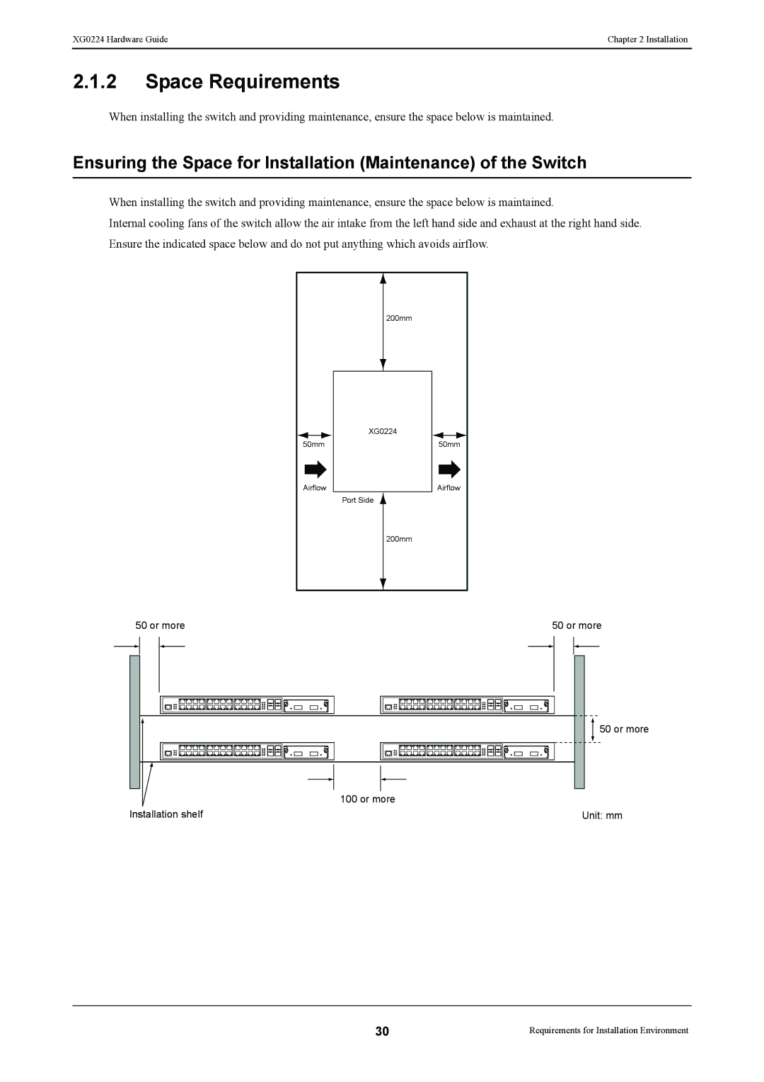 Fujitsu XG0224 manual Space Requirements 