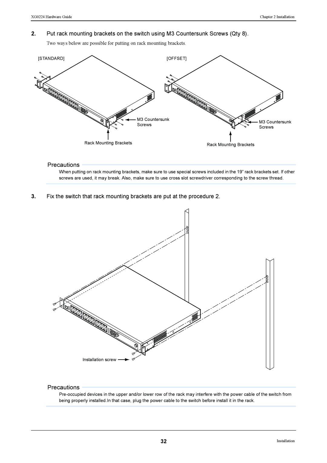 Fujitsu XG0224 manual Standard Offset 