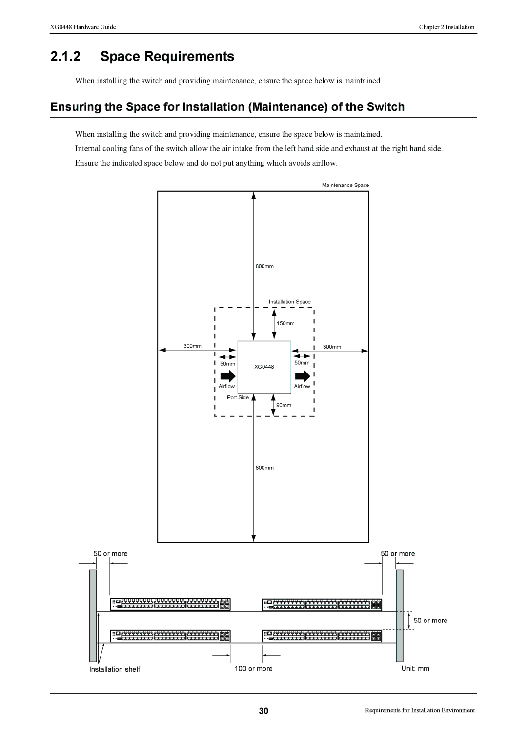 Fujitsu XG0448 manual Space Requirements 