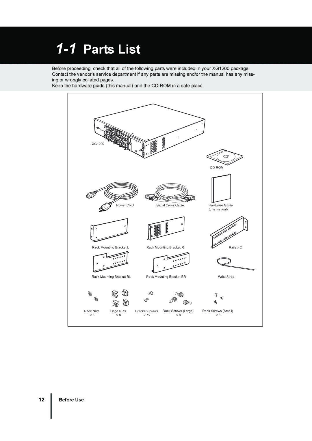 Fujitsu XG1200 manual 1Parts List, Cd-Rom 