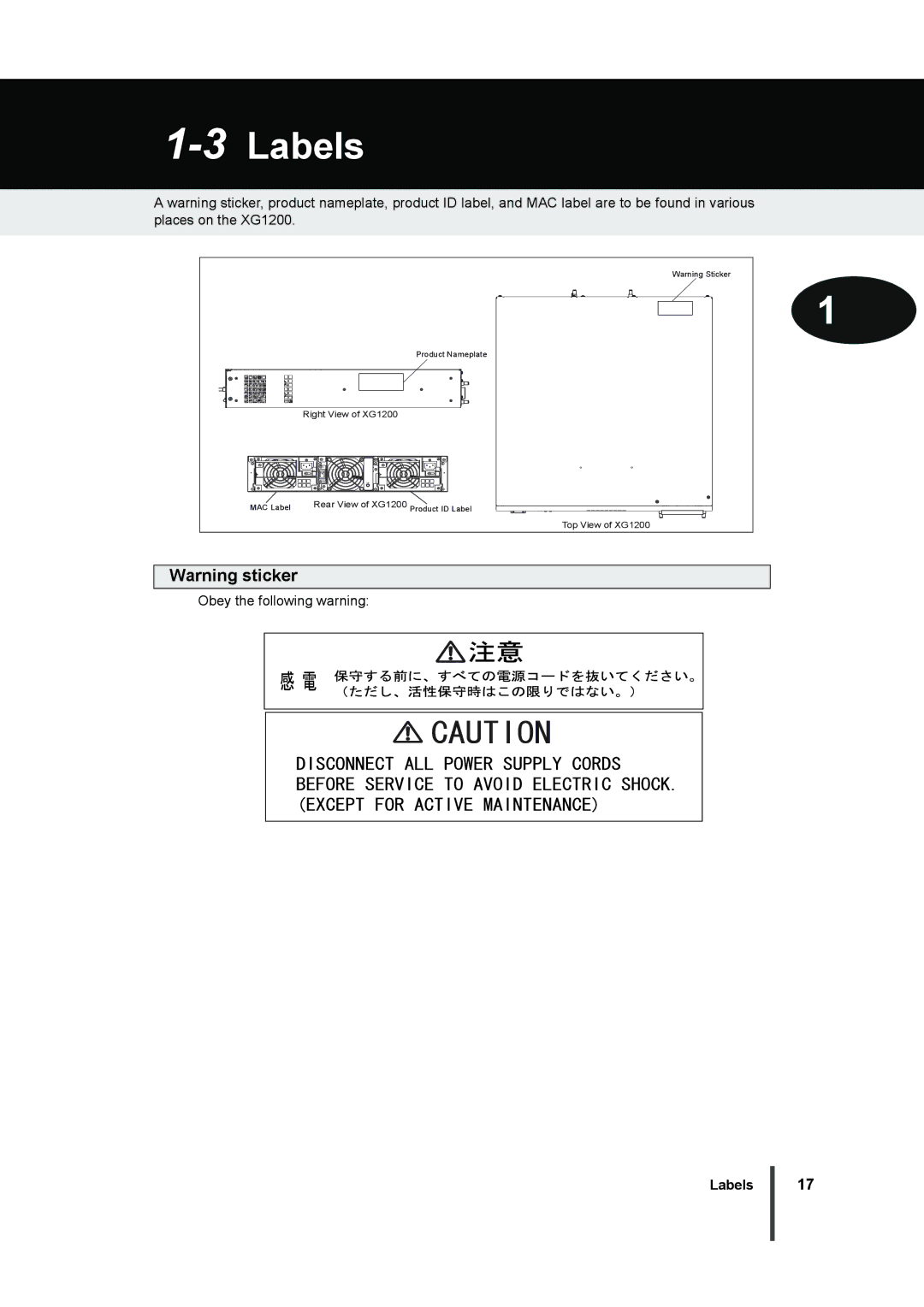 Fujitsu XG1200 manual 3Labels 