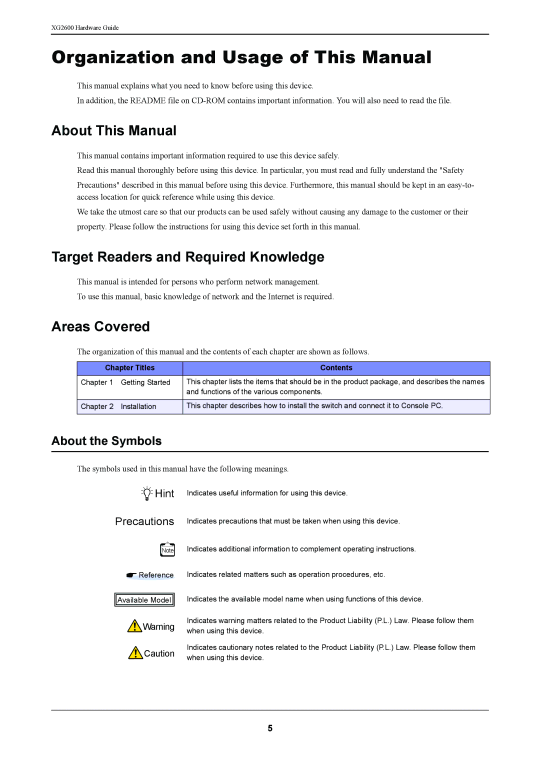 Fujitsu XG2600 manual Organization and Usage of This Manual, About This Manual, Target Readers and Required Knowledge 