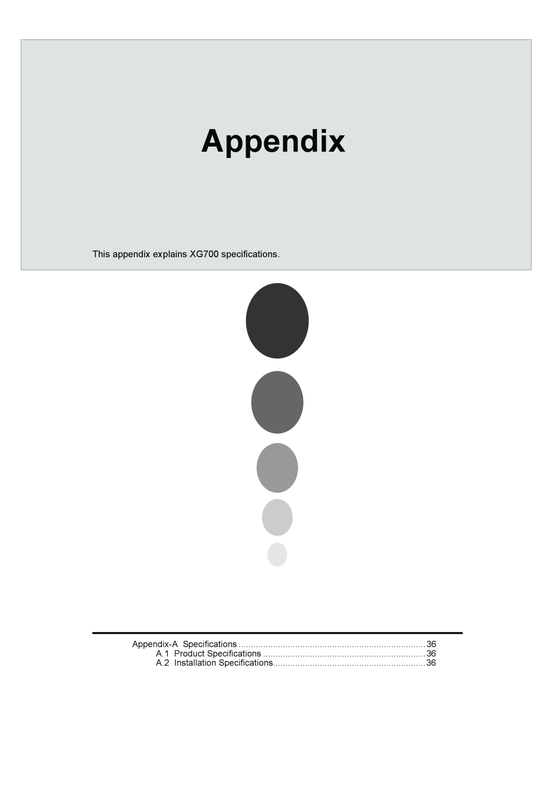 Fujitsu manual Appendix, This appendix explains XG700 specifications 