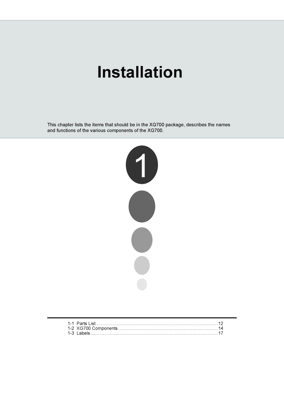 Fujitsu XG700 manual Installation 