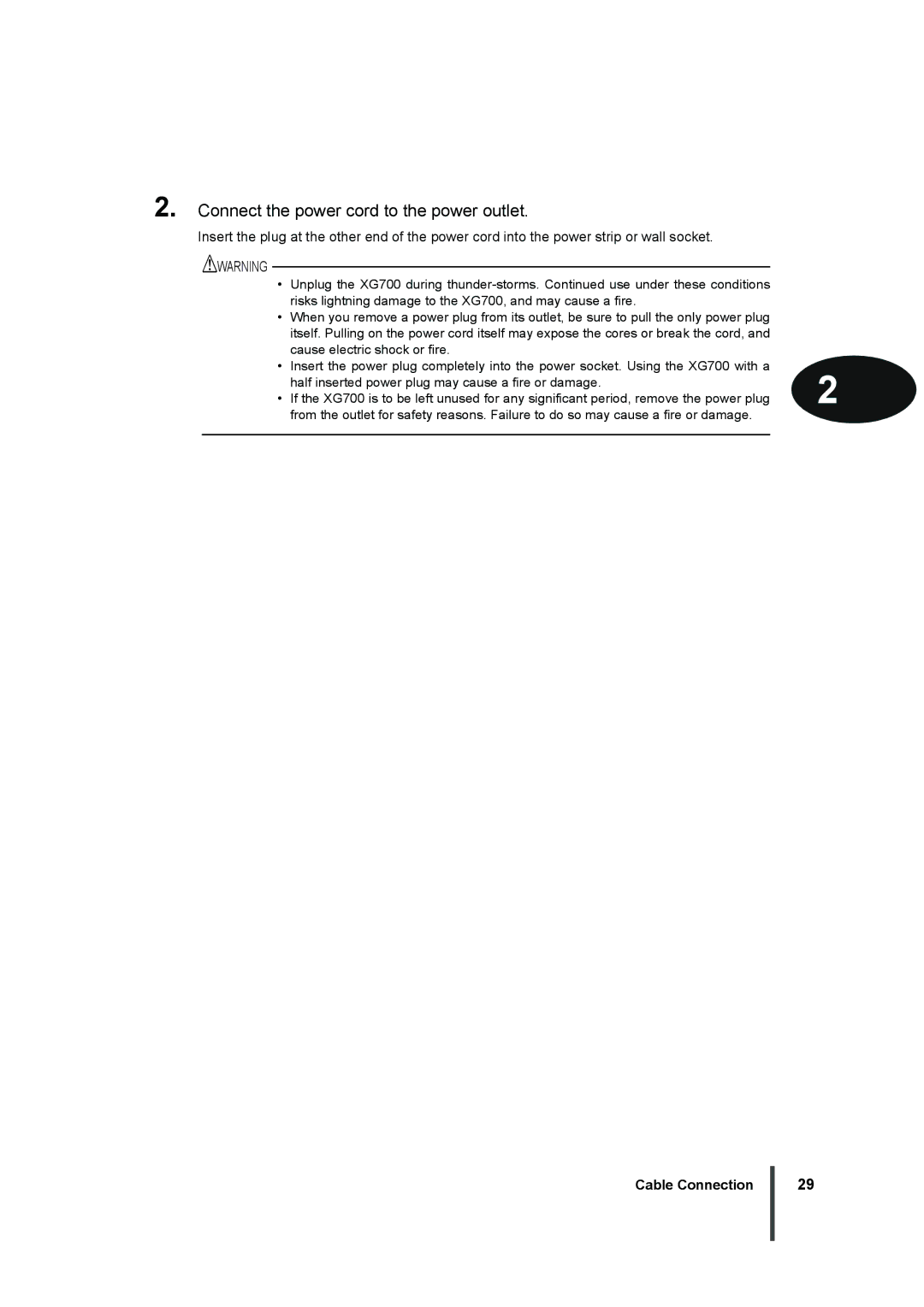 Fujitsu XG700 manual Connect the power cord to the power outlet 