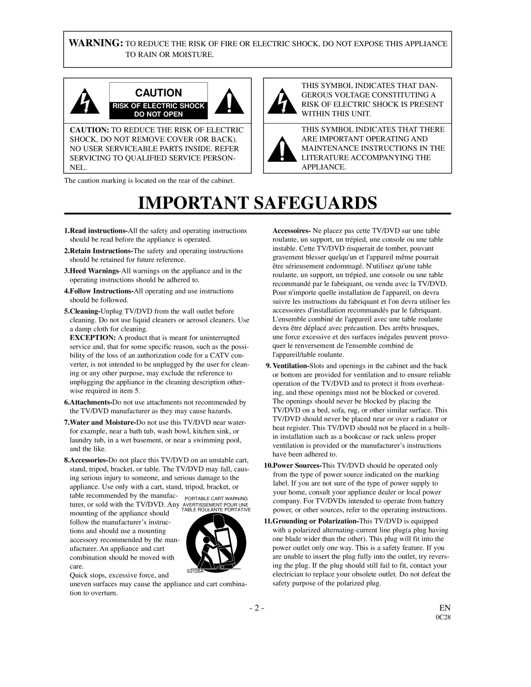 FUNAI 6513DA owner manual Important Safeguards 