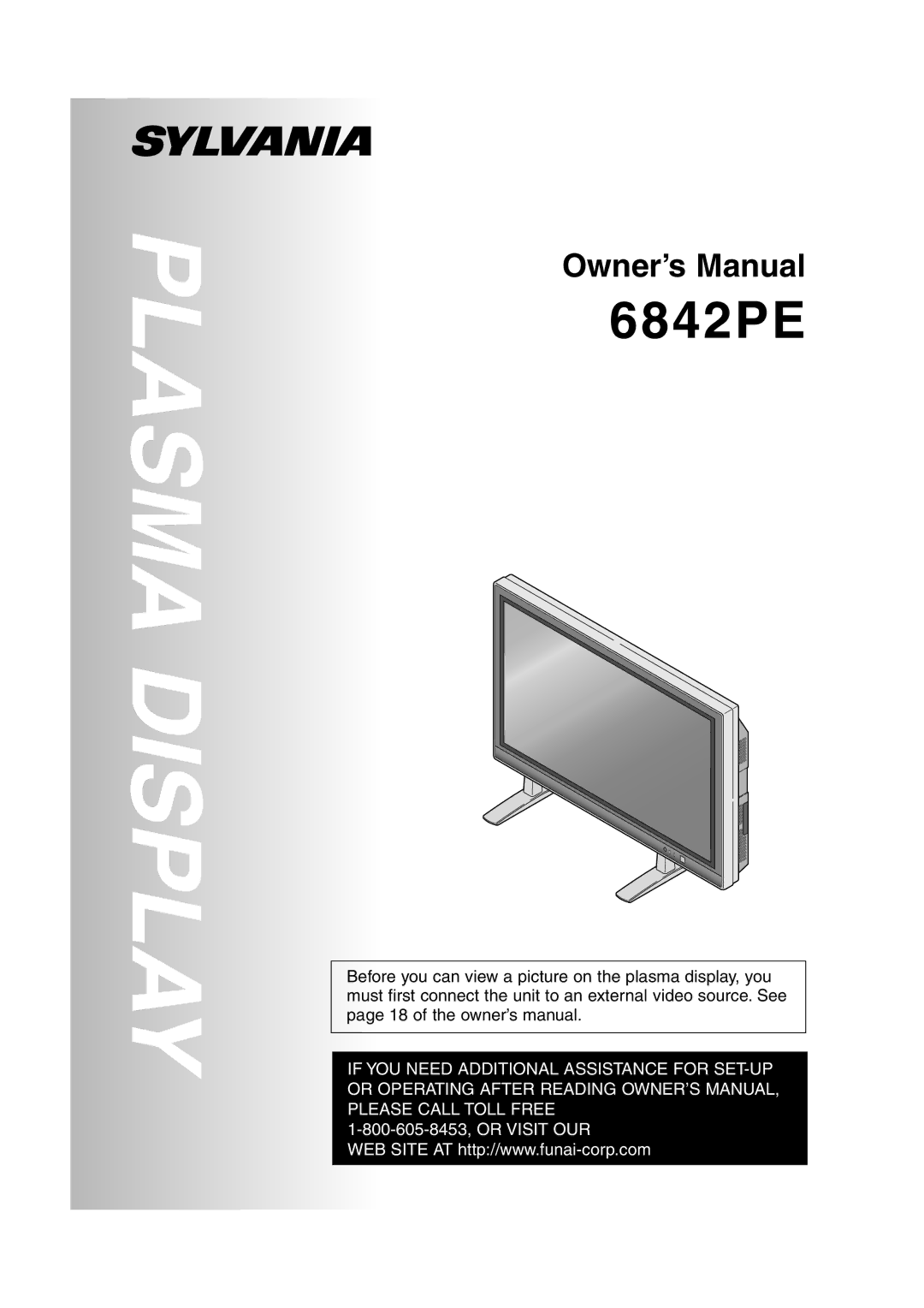 FUNAI 6842PE owner manual Plasma Display 