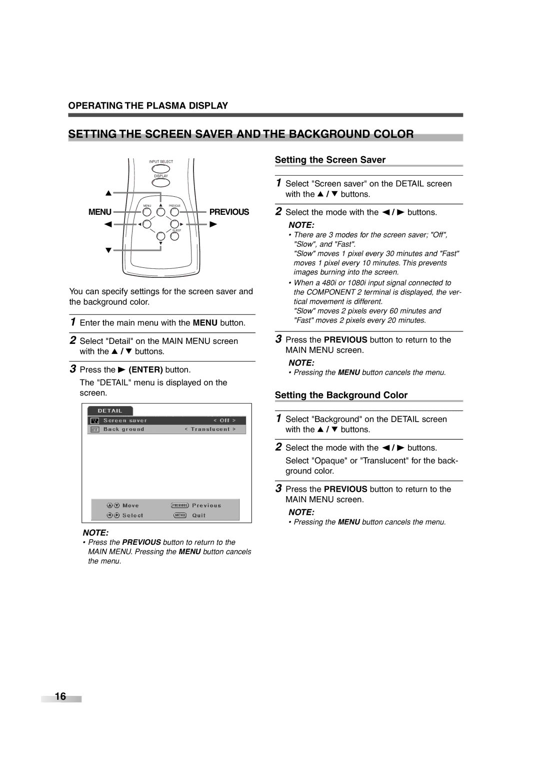 FUNAI 6842PE owner manual Setting the Screen Saver and the Background Color, Setting the Background Color 