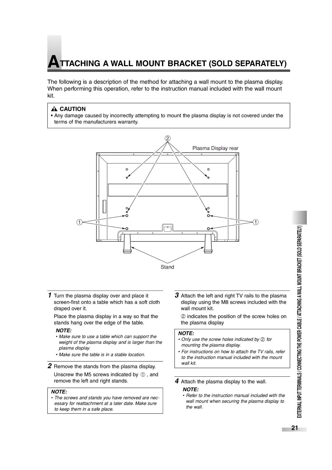 FUNAI 6842PE owner manual Attaching a Wall Mount Bracket Sold Separately 