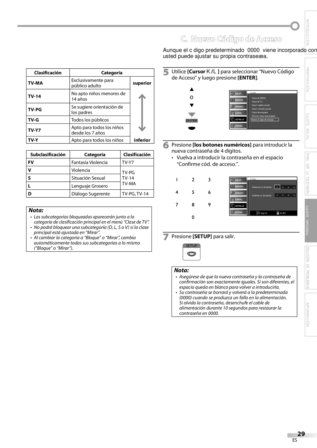 FUNAI BLC320EM9 owner manual Nuevo Código de Acceso 