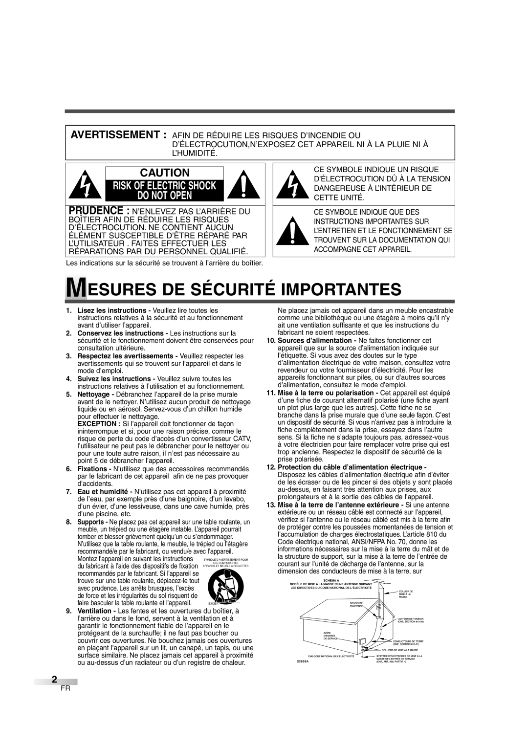 FUNAI CIWL2606 owner manual Mesures DE Sécurité Importantes 