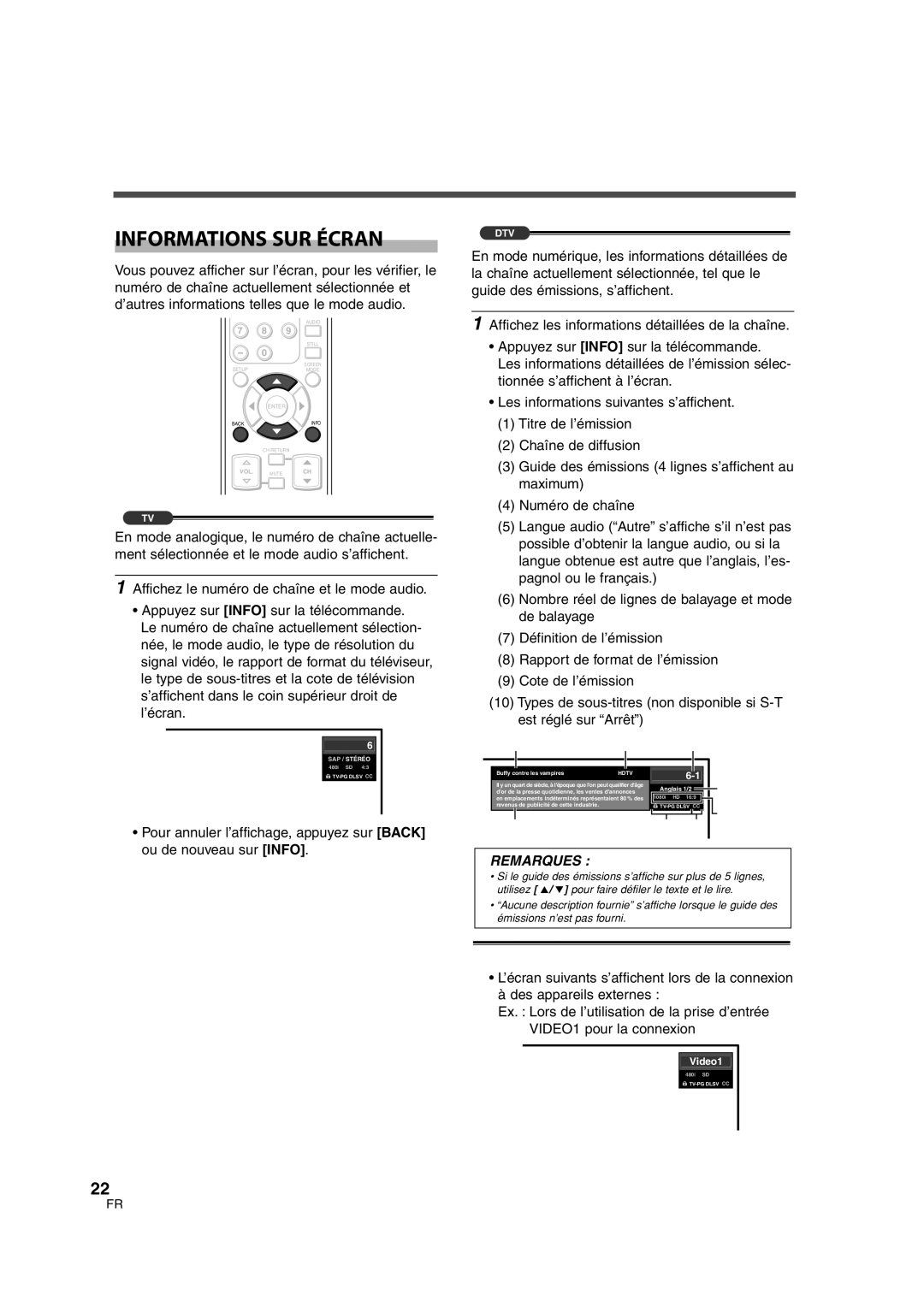 FUNAI CIWL2606 owner manual Informations SUR Écran, Buffy contre les l vampires 