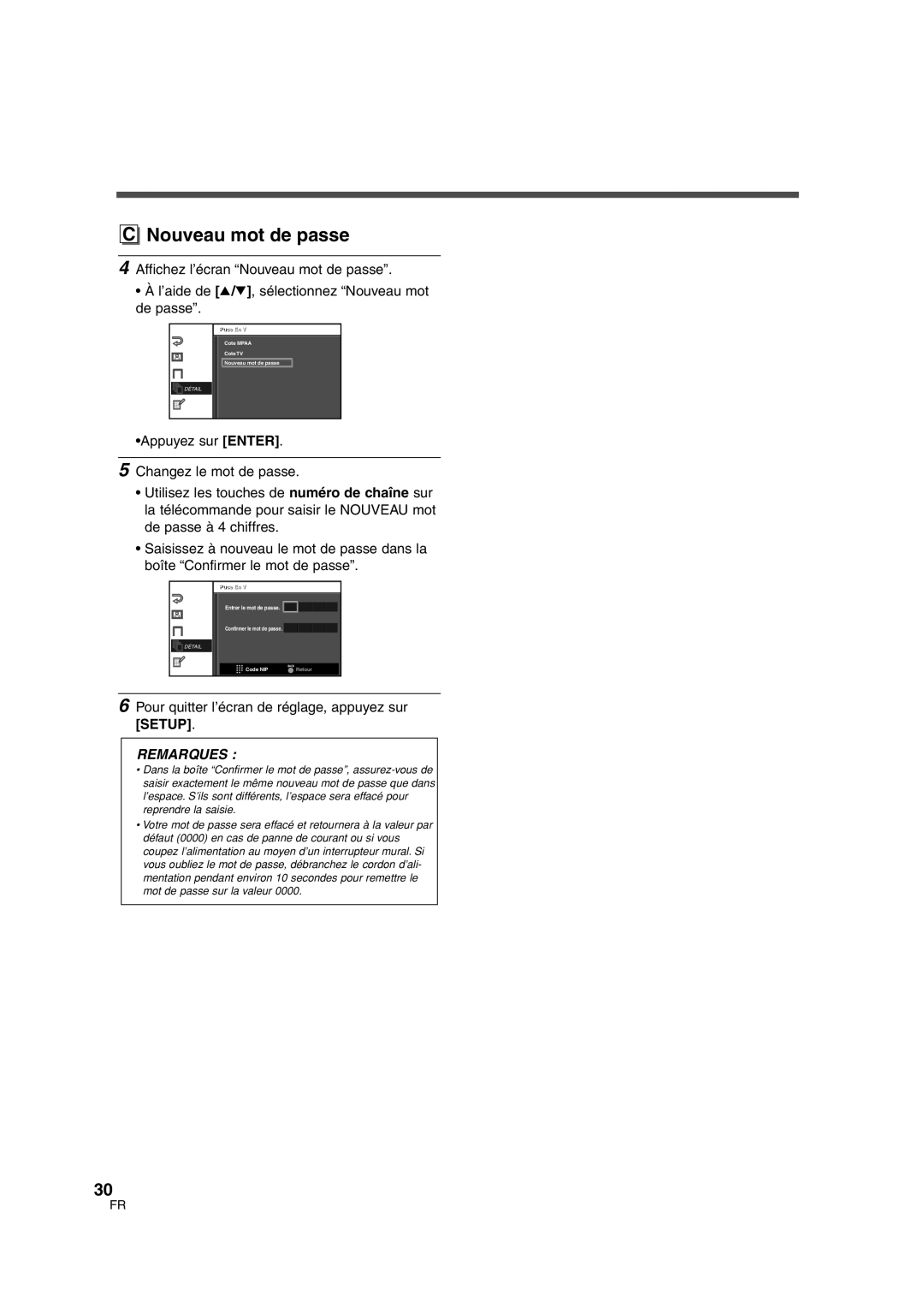 FUNAI CIWL3206 owner manual Appuyez sur Enter 