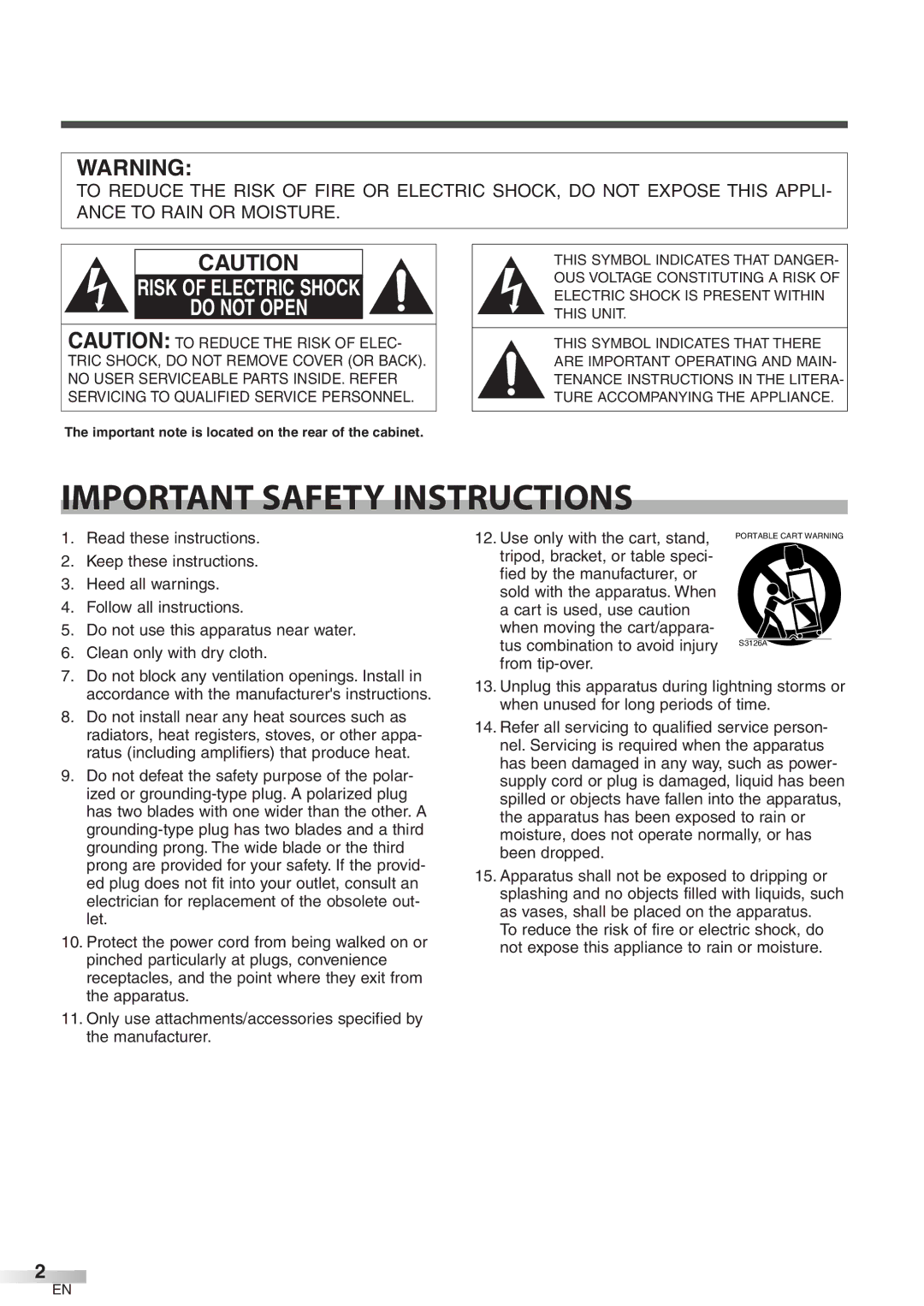 FUNAI CIWP4206 Read these instructions, Keep these instructions, Heed all warnings, Follow all instructions, Let 