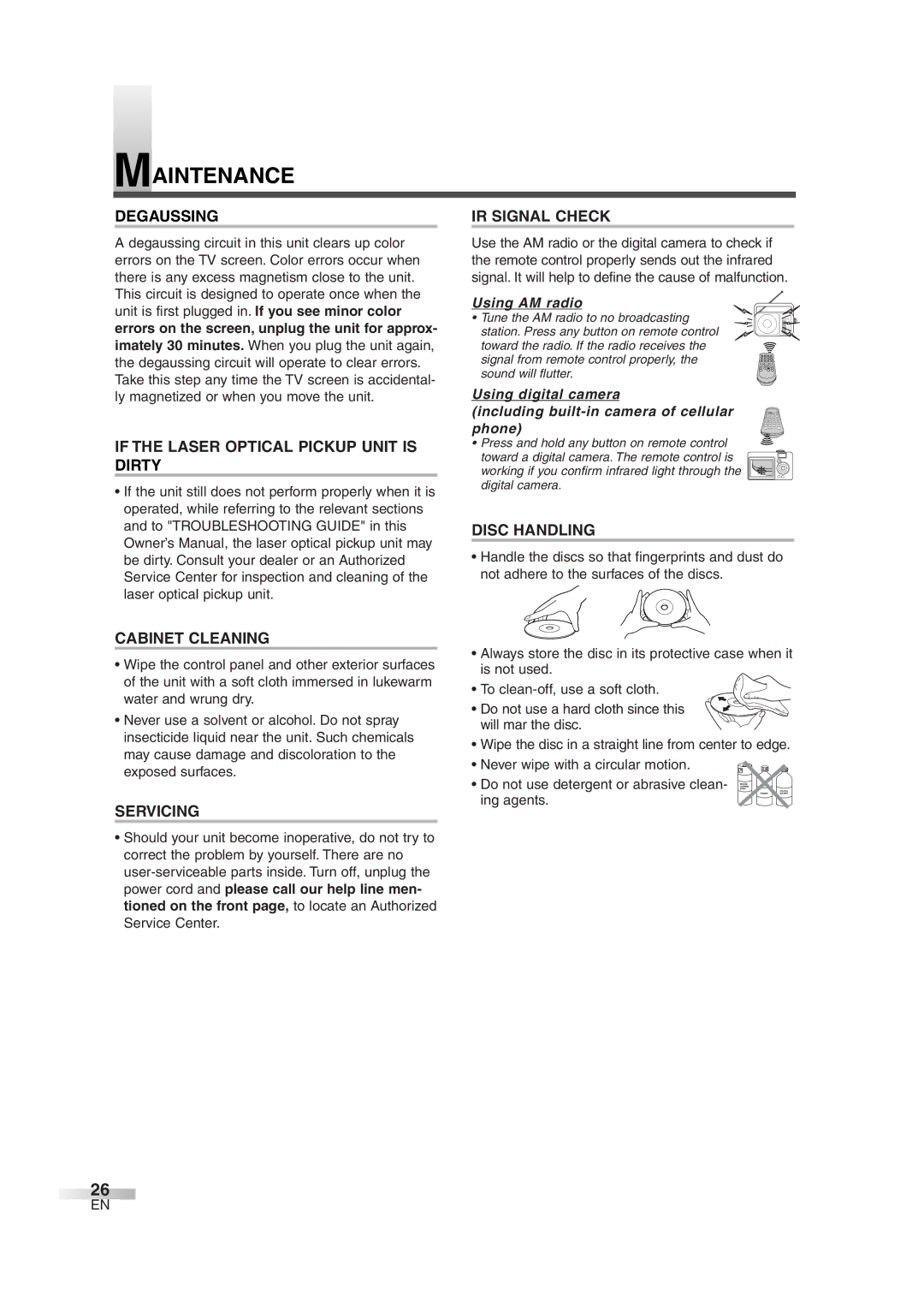 FUNAI CMWC13D6 owner manual Maintenance 