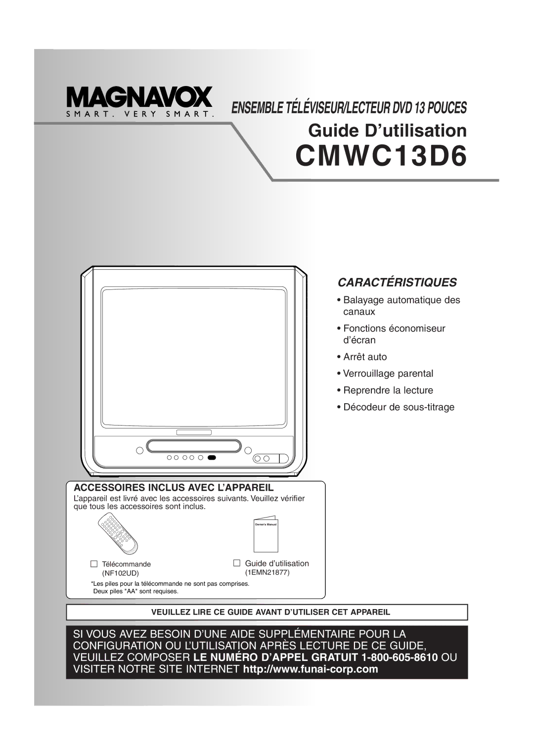 FUNAI CMWC13D6 owner manual Guide d’utilisation, Veuillez Lire CE Guide Avant D’UTILISER CET Appareil 