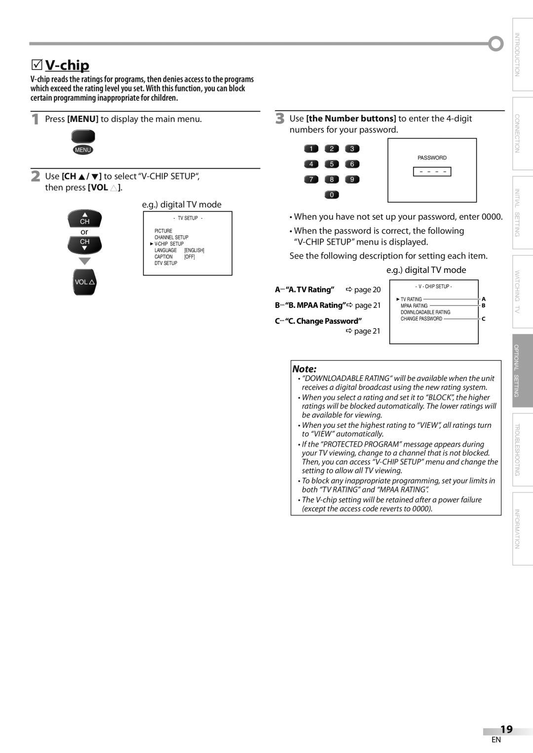 FUNAI CR130DR8 owner manual Chip, See the following description for setting each item 