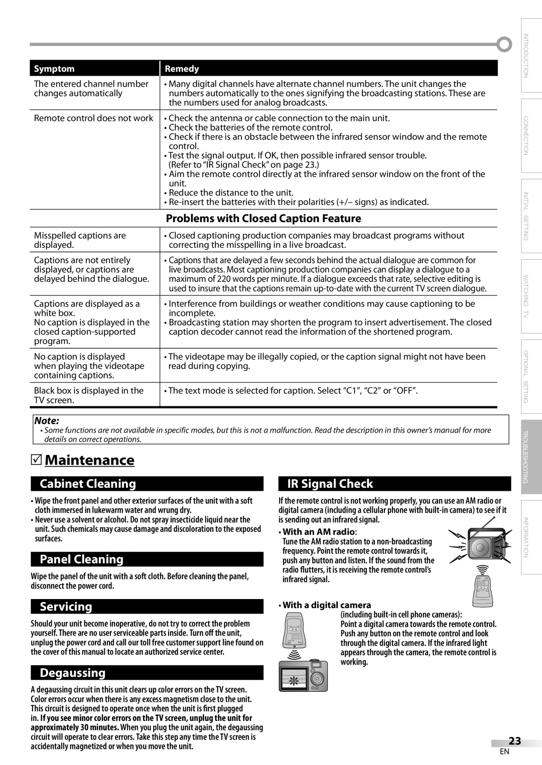 FUNAI CR130DR8 owner manual Maintenance, With an AM radio, With a digital camera including built-in cell phone cameras 