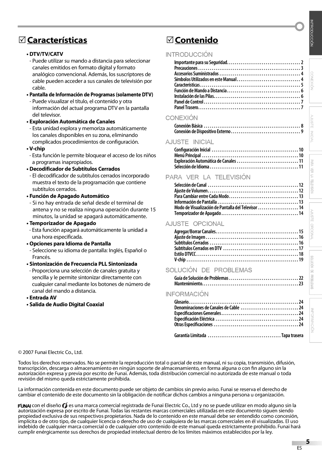 FUNAI CR130DR8 owner manual Características, Contenido 