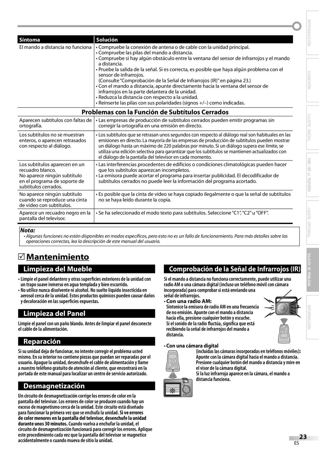 FUNAI CR130DR8 owner manual Mantenimiento, Sintonice la emisora de radio AM en una frecuencia 