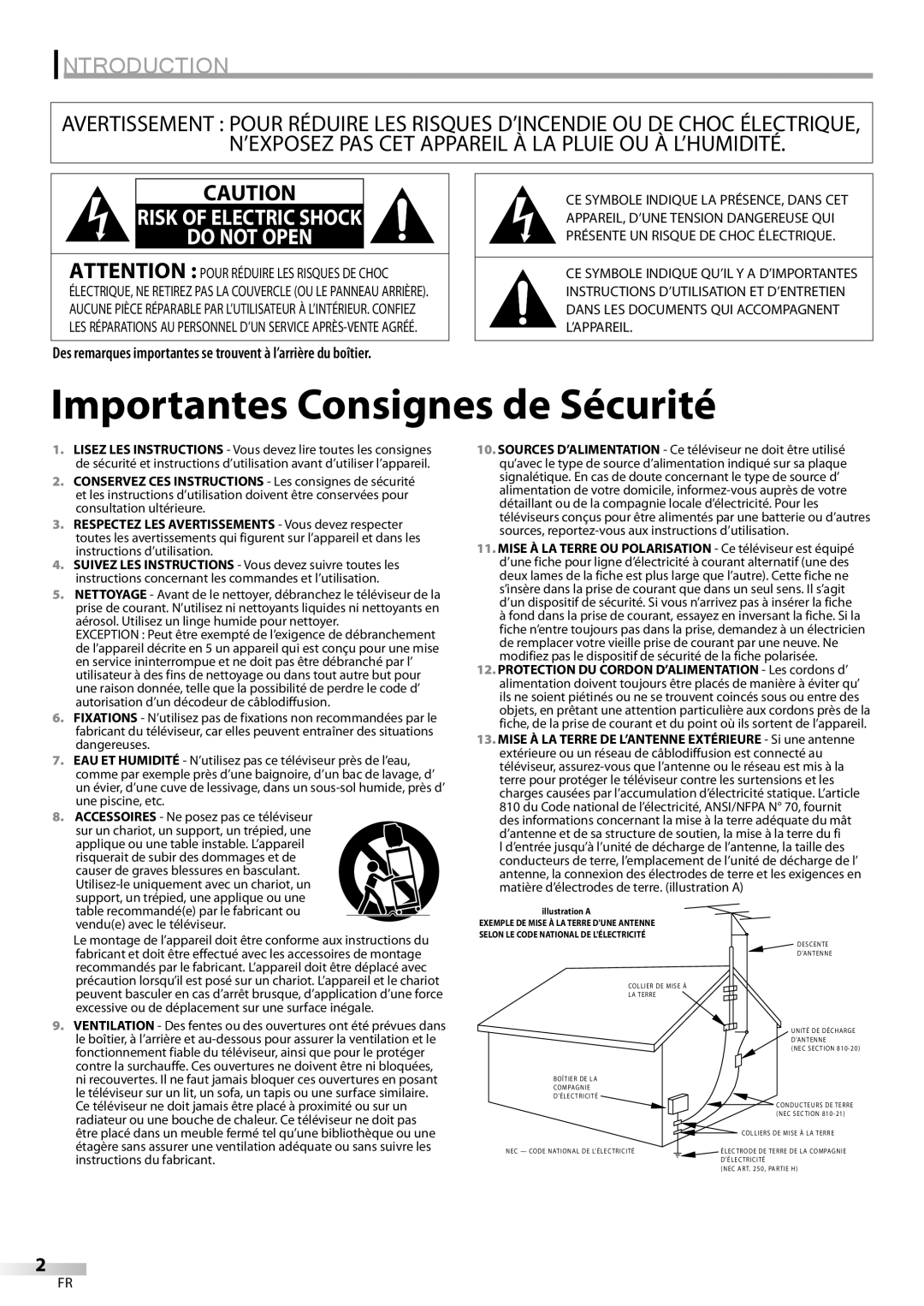 FUNAI CR130TT8 owner manual Importantes Consignes de Sécurité 