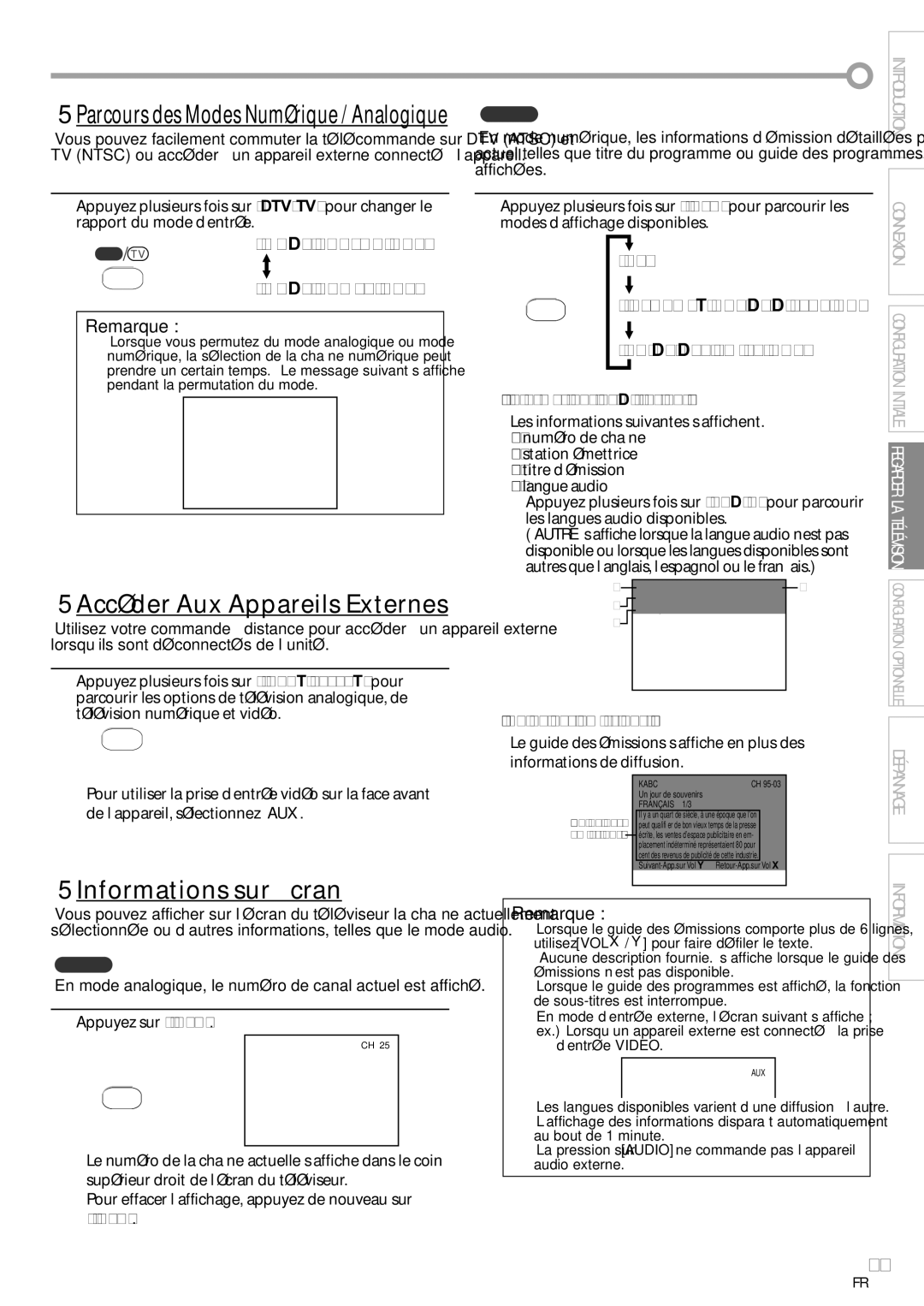 FUNAI CR130TT8 owner manual Informations sur Écran, Affichées, Informations DE Diffusion, Informations de Diffusion 