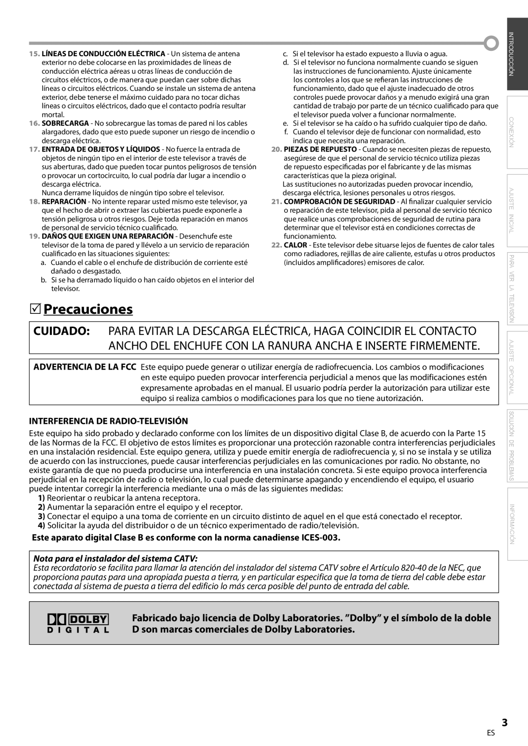 FUNAI CR130TT8 owner manual Precauciones, Interferencia DE RADIO-TELEVISIÓN 