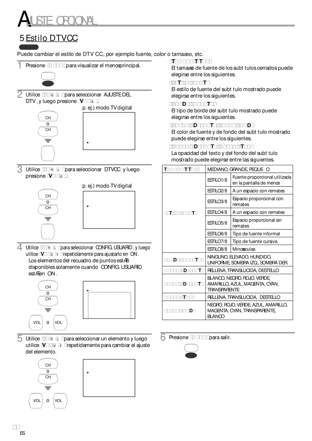 FUNAI CR130TT8 owner manual Estilo Dtvcc 