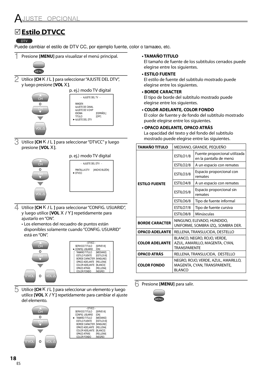 FUNAI CR202EM9 owner manual 5Estilo Dtvcc 