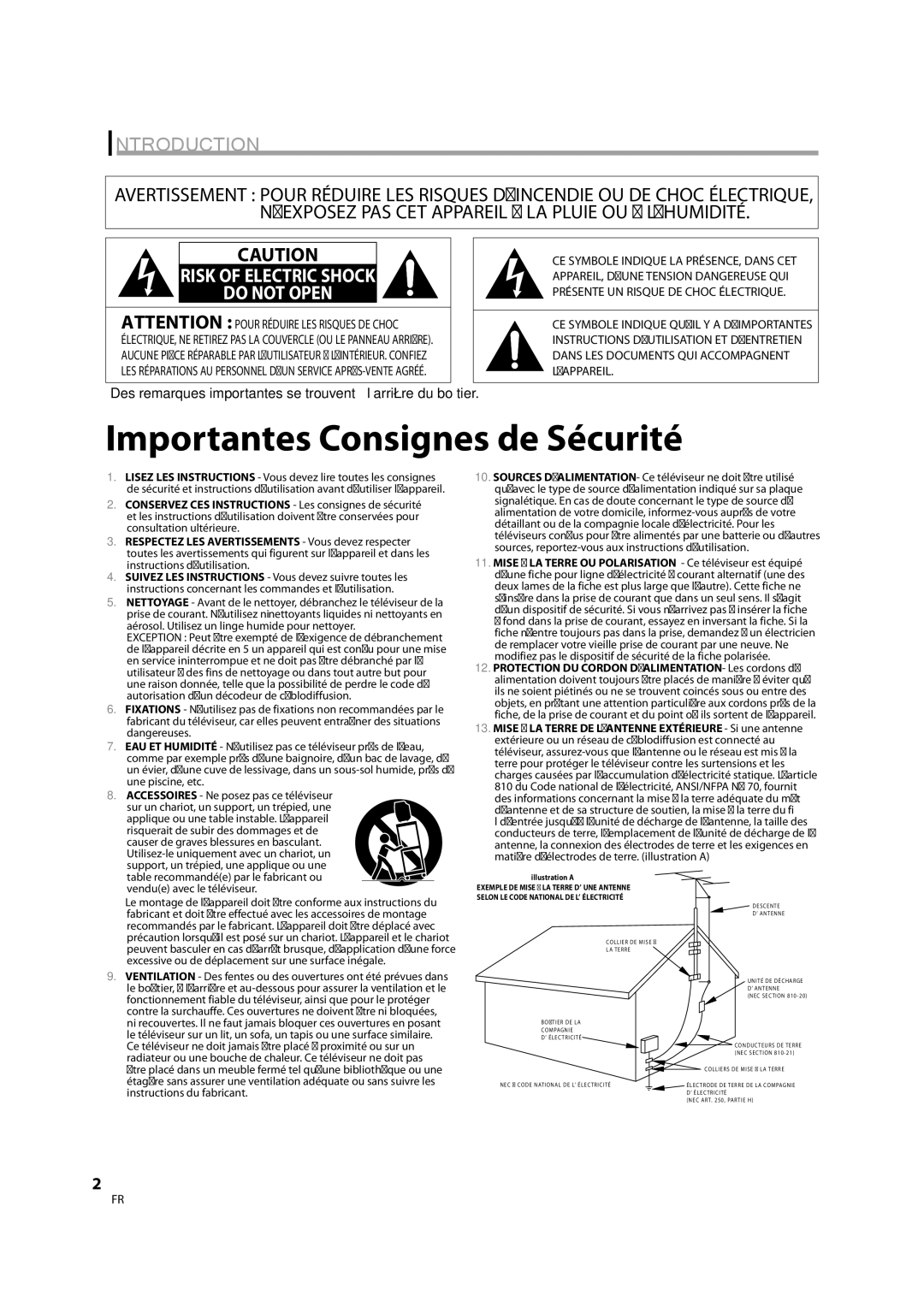 FUNAI CR202TT9 owner manual Importantes Consignes de Sécurité 