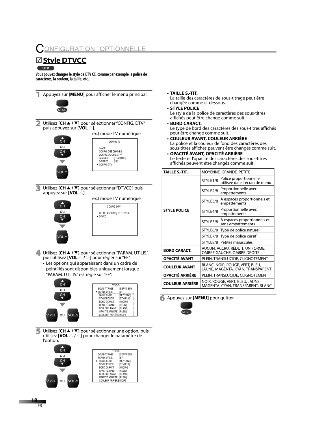 FUNAI CR202TT9 owner manual 5Style Dtvcc 